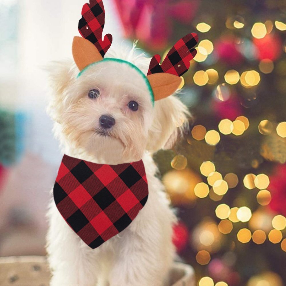Family Matching Deer Print Merry Christmas Plaid Pajamas Set(with Pet Dog Clothes)