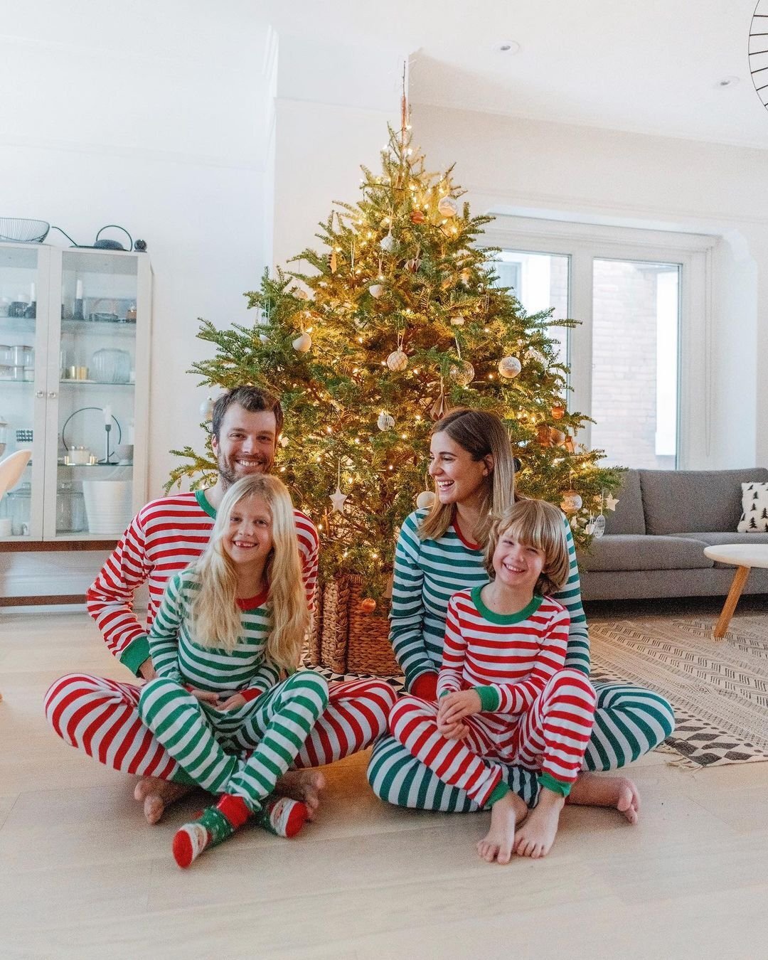 Red & Green Stripe Christmas Family Pajamas 2-piece set