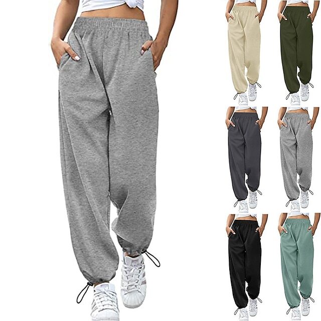 Women Drawstring Long Casual Solid Sweatpants Loose Sport Jogging