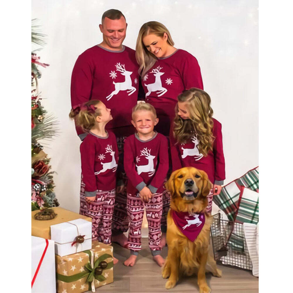 Christmas Elk Print Parent-child Pajamas Set