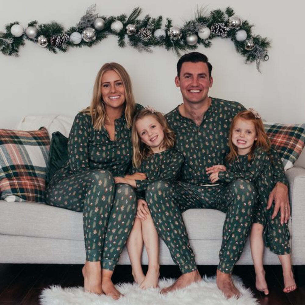 Green Christmas Tree Fmalily Matching Pajamas(with Pet's dog clothes)