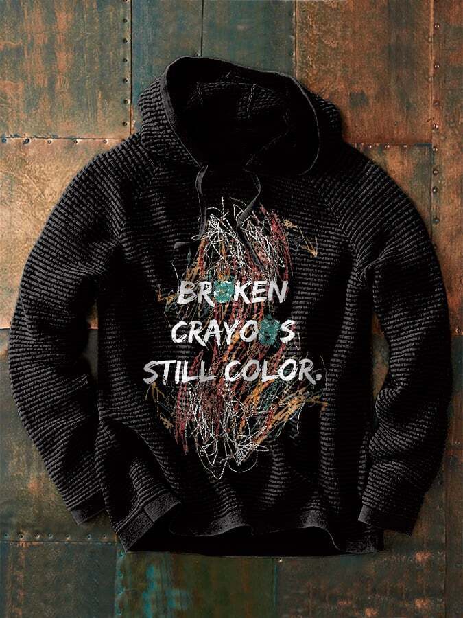 Retro Broken Crayons Still Color Print Hoodie