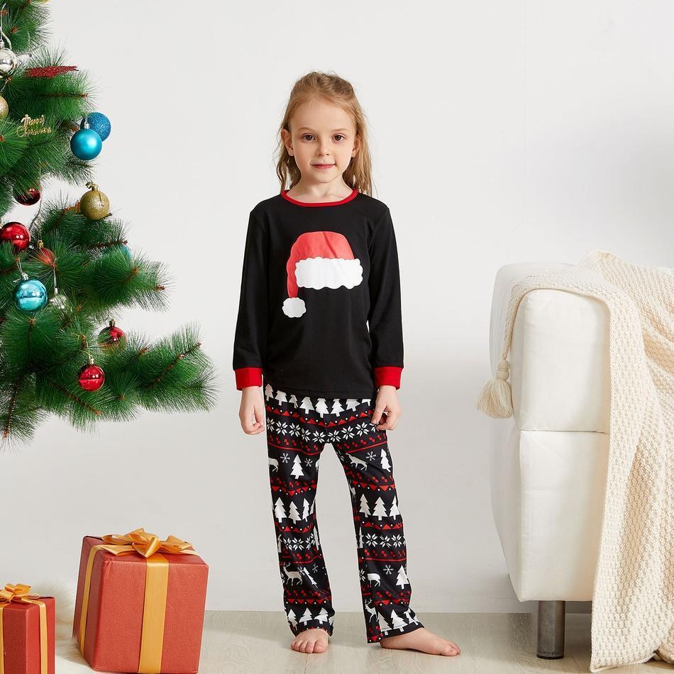 Cute Christmas Hat Print Family Matching Pajamas Set