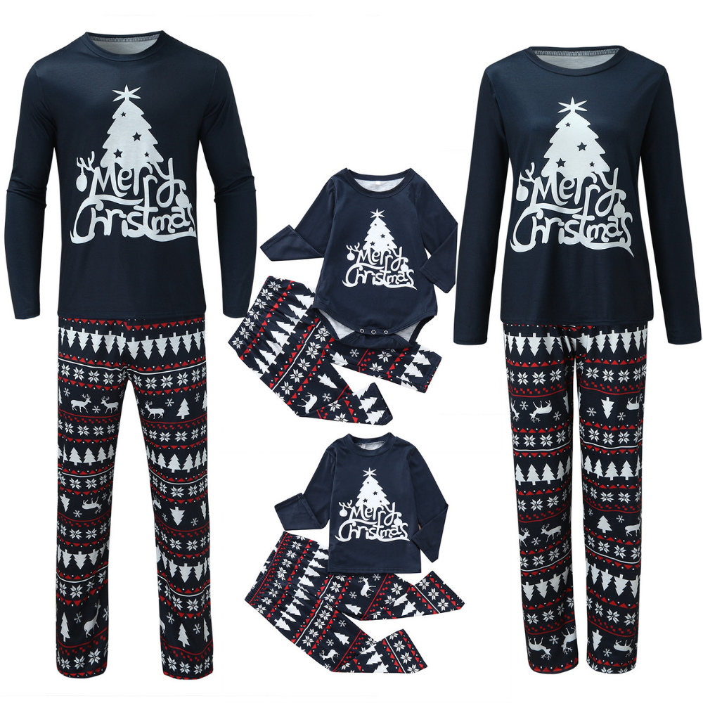 Christmas Tree Print Parent-child Pajamas Set