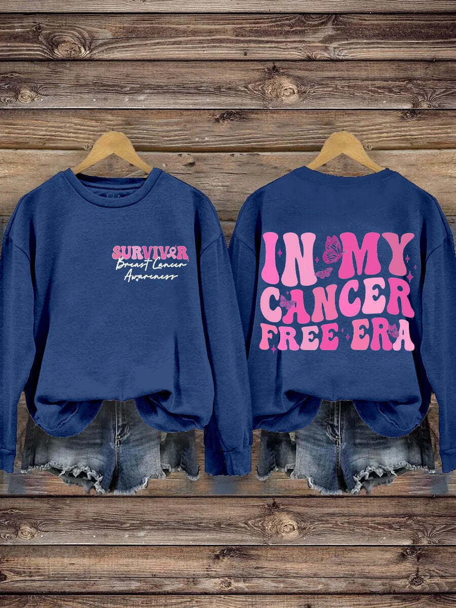 Breast Cancer In My Cancer Free Era Print Casual Sweatshirt
