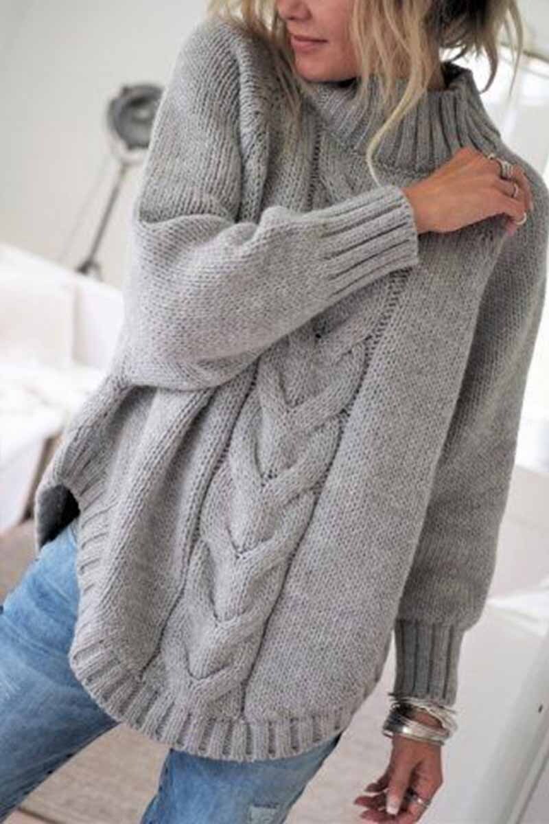 Turtleneck Loose Knitted Jumper Winter Streetwear Sweater(3 Colors)