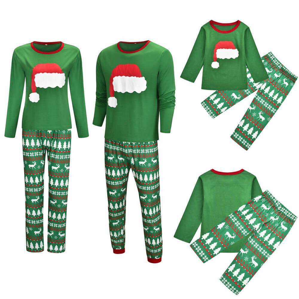 Christmas Hat Print Family Matching Pajamas Sets(with Pet Dog Clothes)