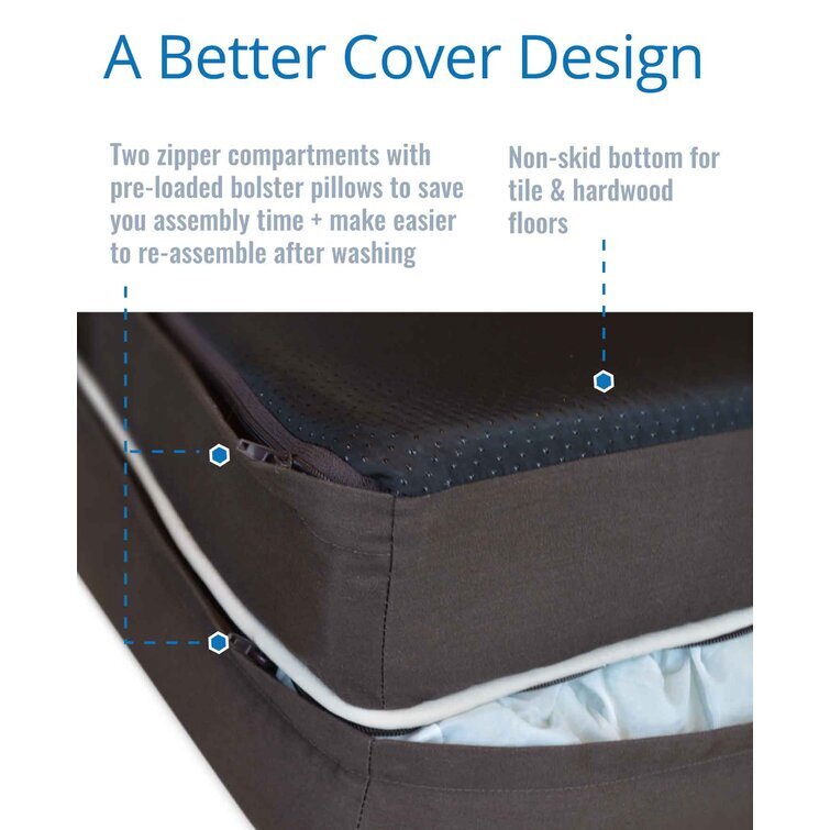 Isaacs Ultimate Dog Bed & Lounge with Orthopedic Memory Foam Bolster