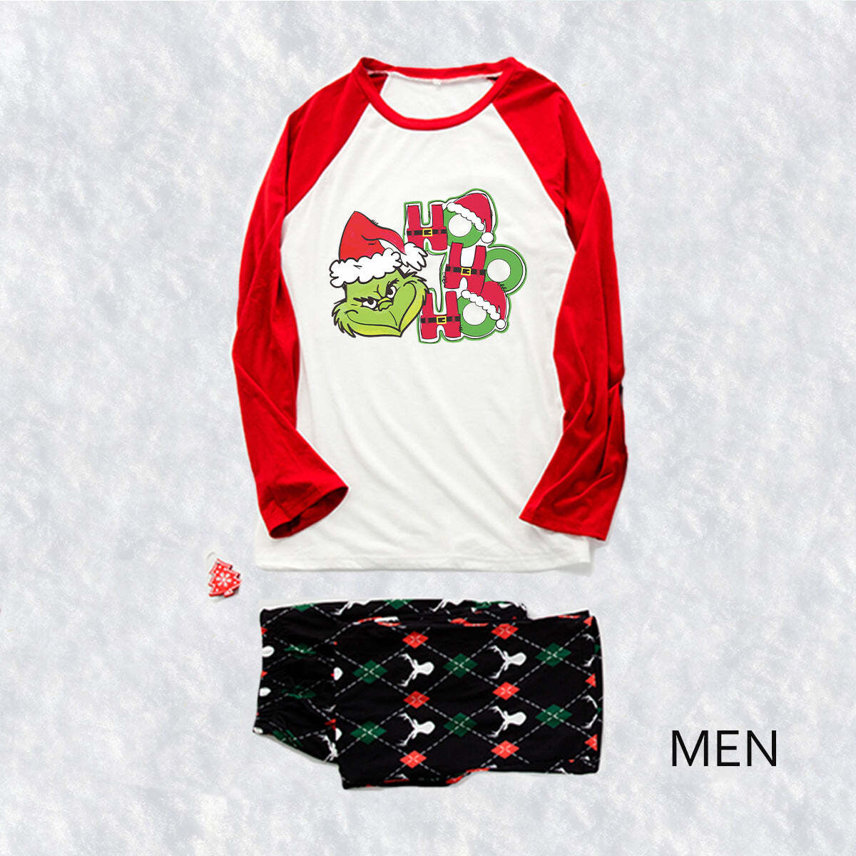 Christmas Grinch Print Parent-child Pajamas Set