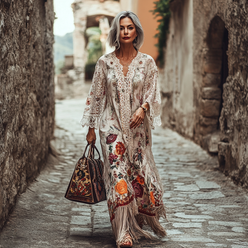 Vintage Loose Linen Patchwork Dress 9369