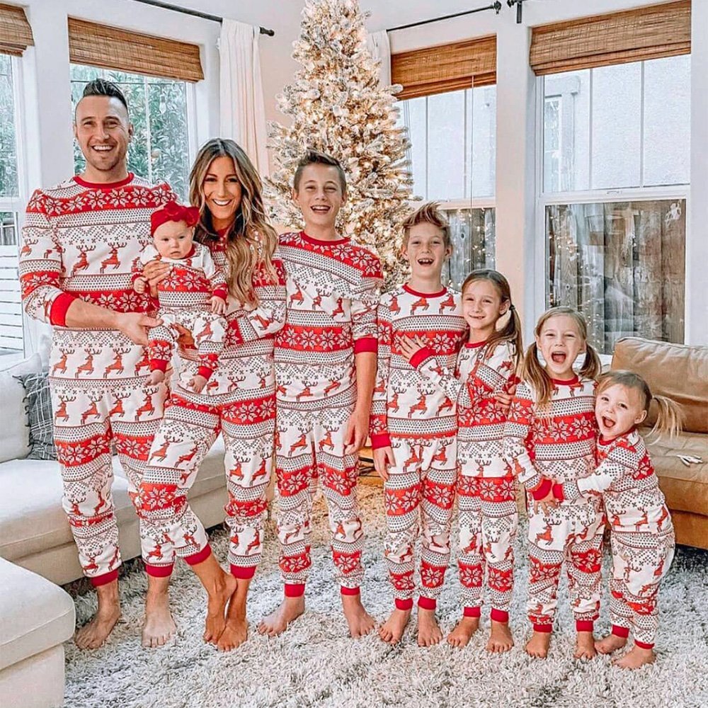 Reindeer Print Stitching Christmas Family hot Set