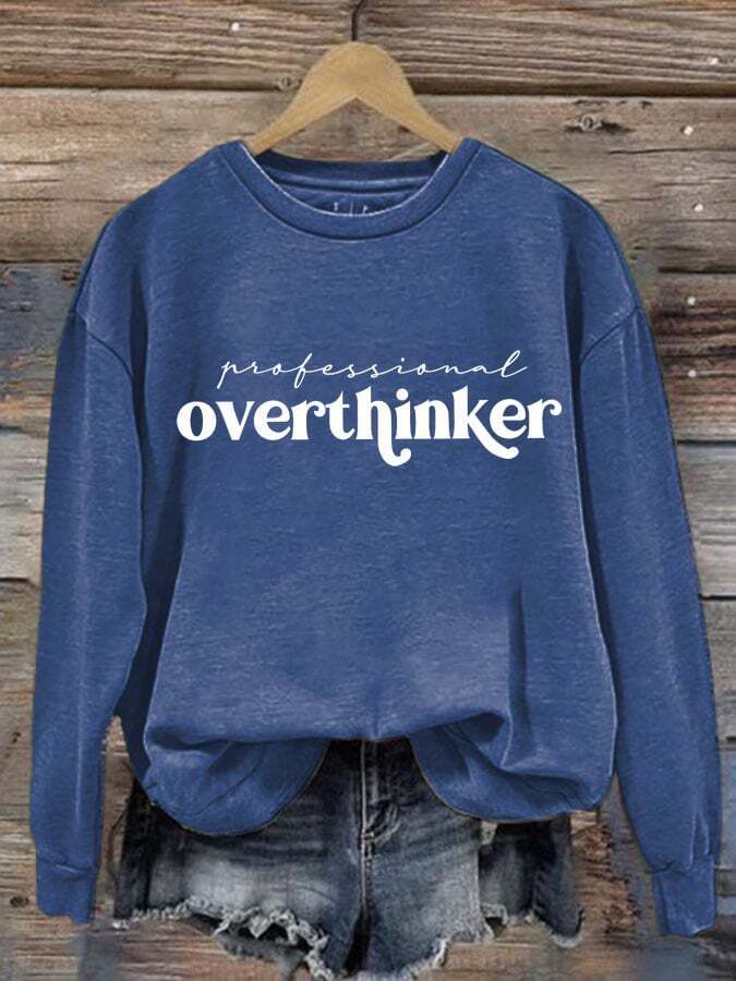 Women's Professional Overthinker Mental Health Awareness Print Round Neck Sweatshirt