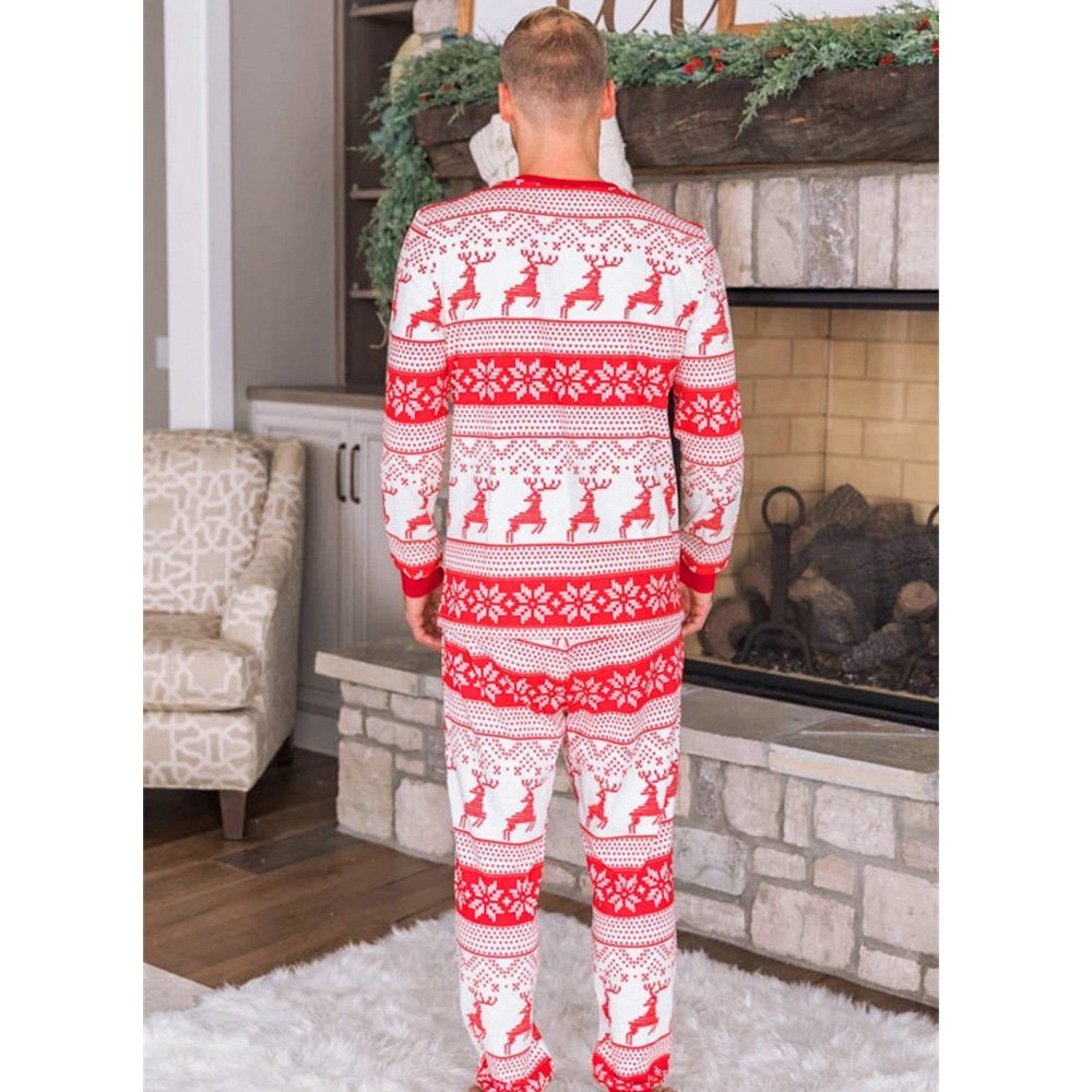 Reindeer Print Stitching Christmas Family Pajamas Set