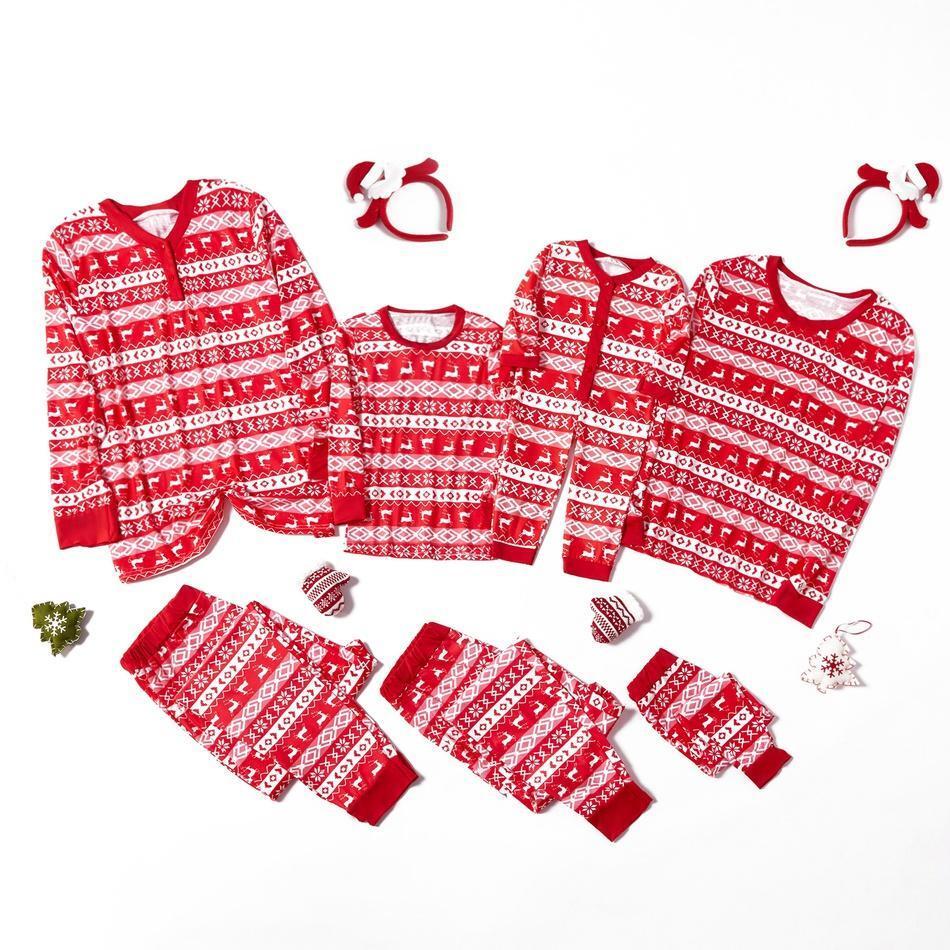 Christmas Reindeer Snowflake Patterned Pajamas Set for Family