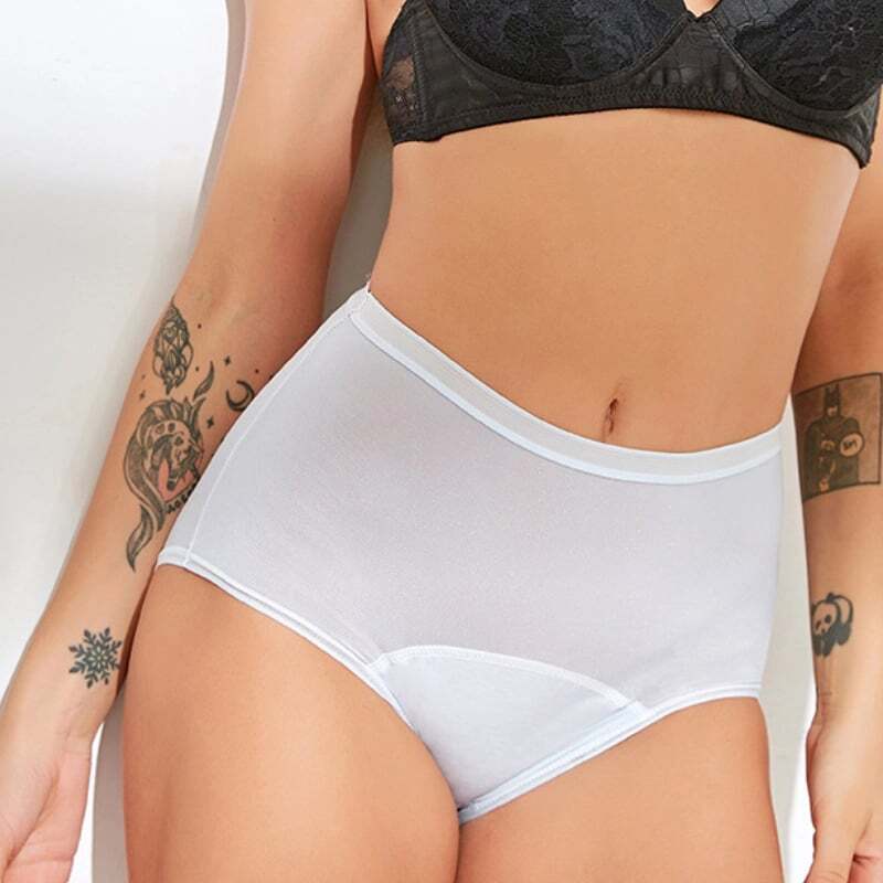 High Waist Leak Proof Ice Silk Panties Plus Size L-6XL