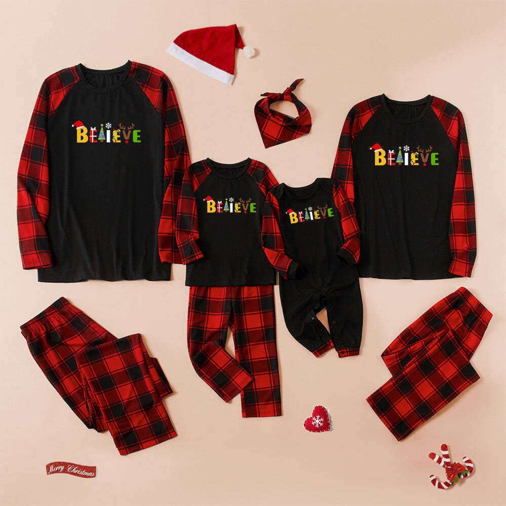 Christmas Elements Raglan Sleeve Parent-child Pajamas Set (with Pet Dog Clothes)