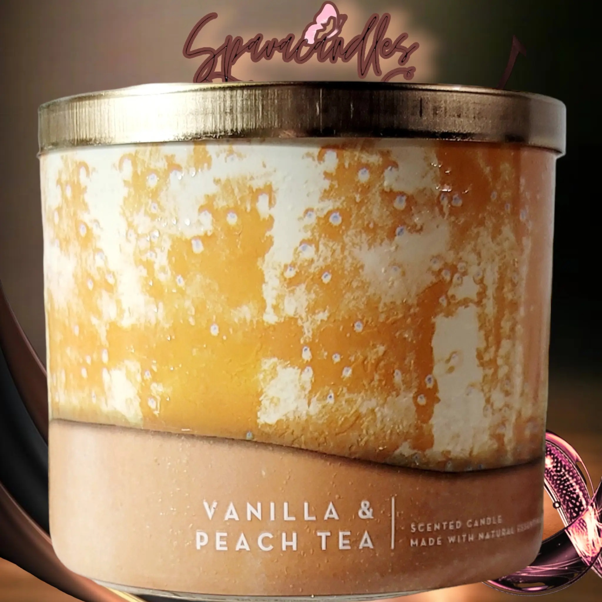 Vanilla and peach tea 3 Wick Candle
