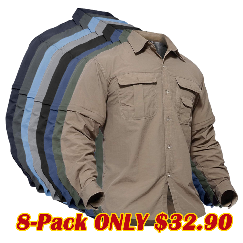 Men's Breathable Quick Dry UV Protection Solid Convertible Long Sleeve