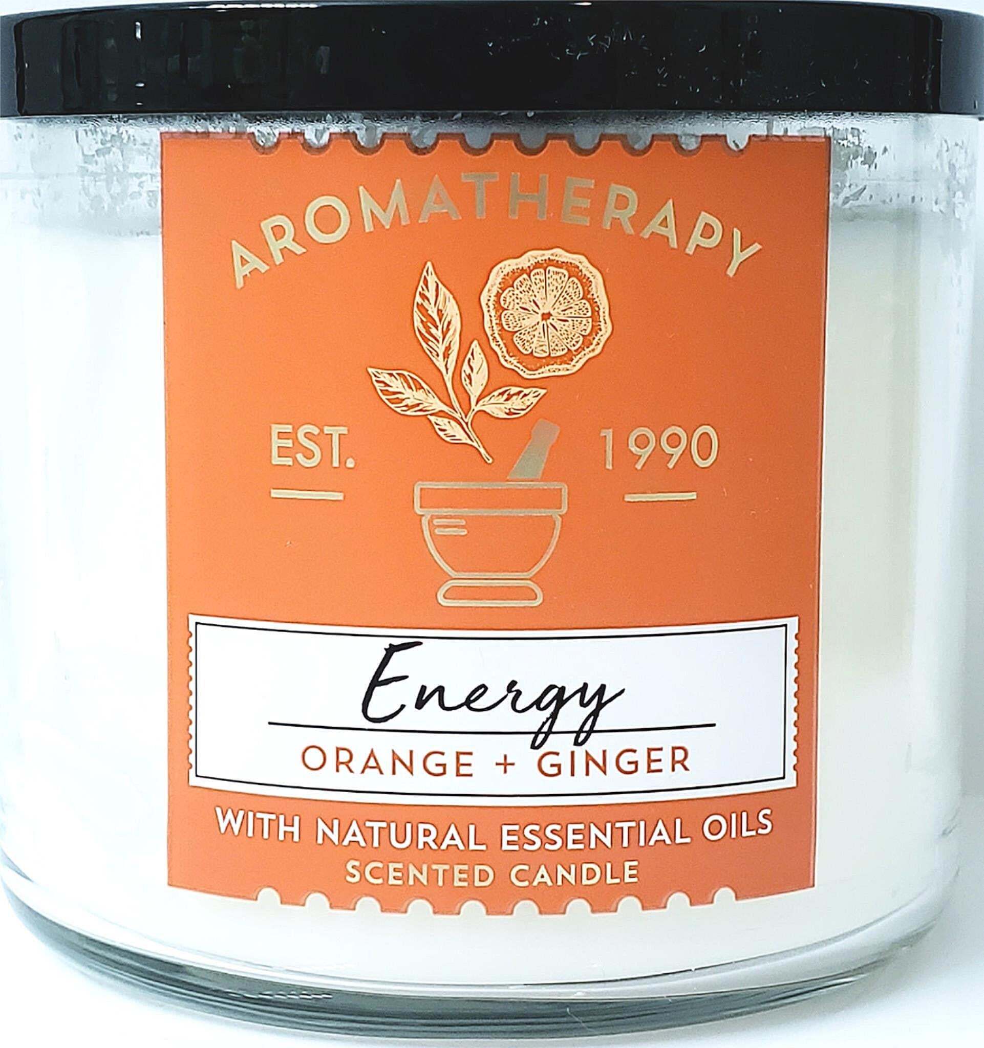 Energy Aromatherapy 3 Wick Jar Candle 14.5 OZ Black Lid