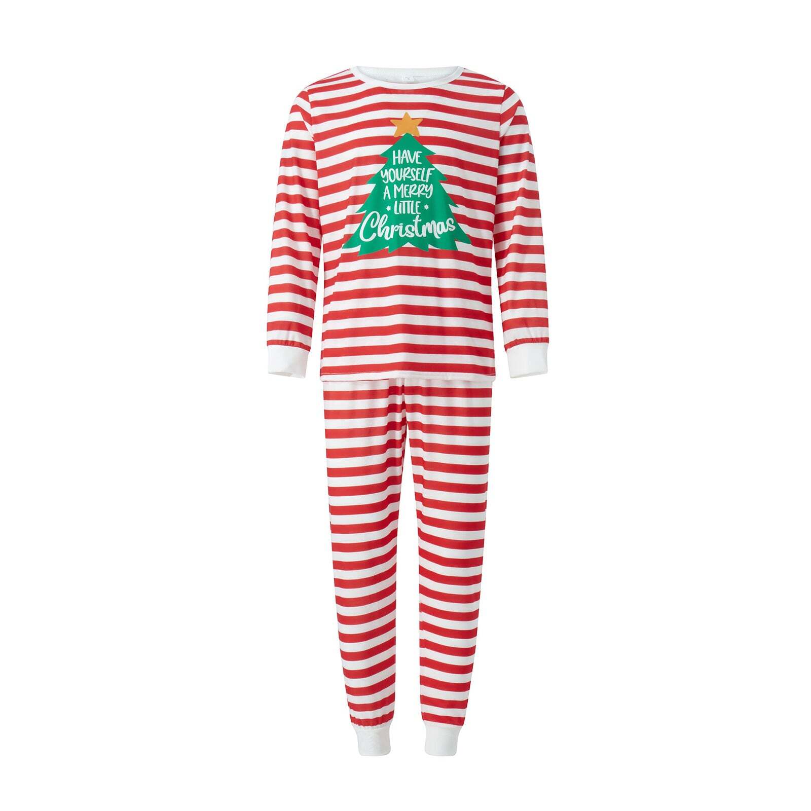 Red and White Striped Christmas Tree Fmalily Matching Pajamas Sets (with Pet's dog clothes)