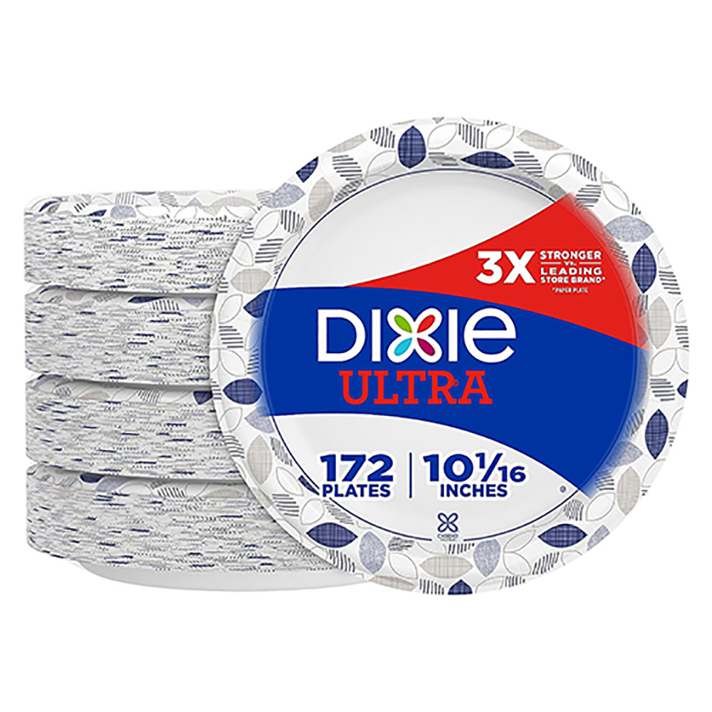 Dixie 10 Inch Paper Plates, Dinner Size Printed Disposable Plate, 204
