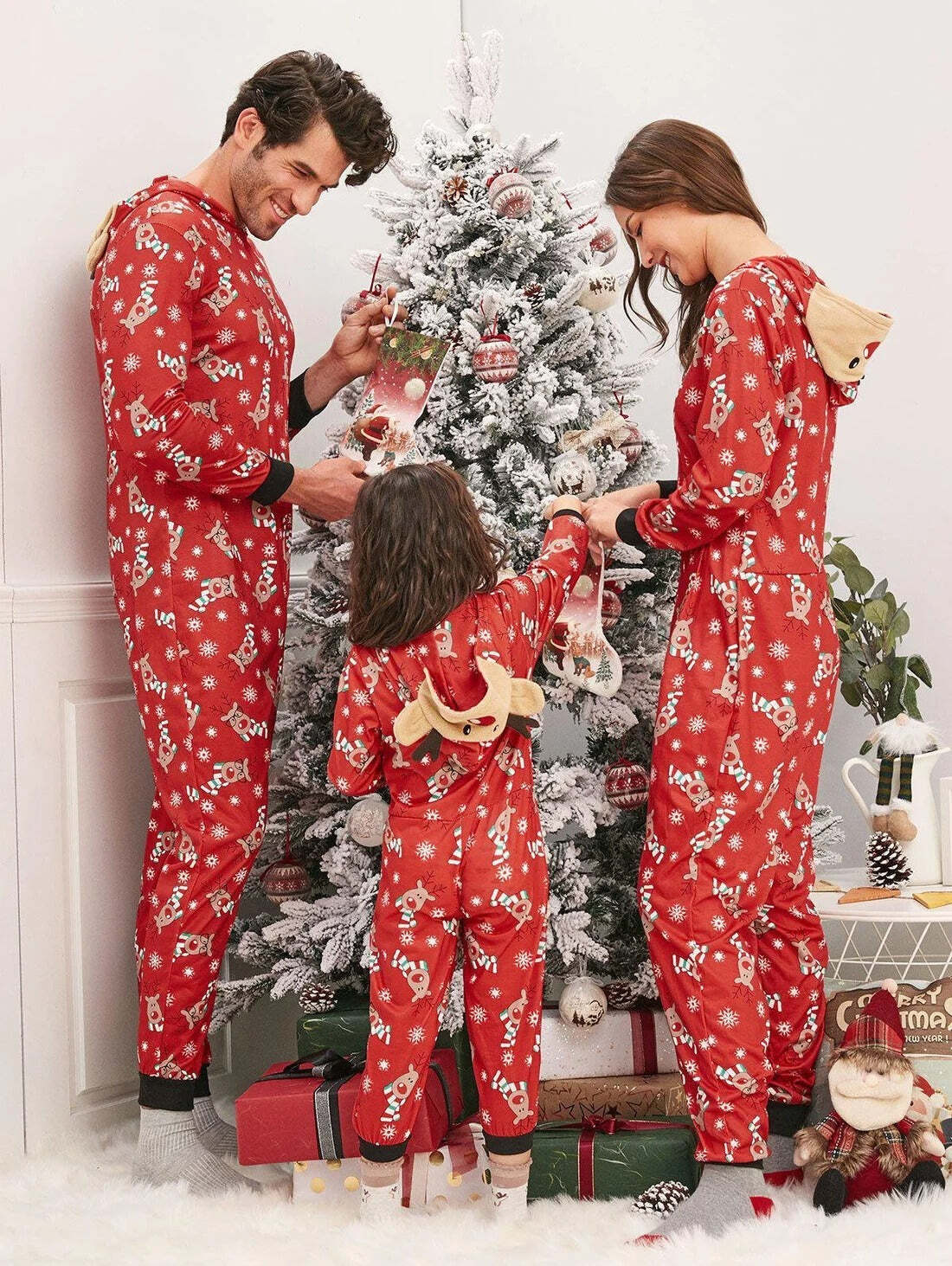 Multicolor Holiday Hooded Family Matching Onesies Pajamas