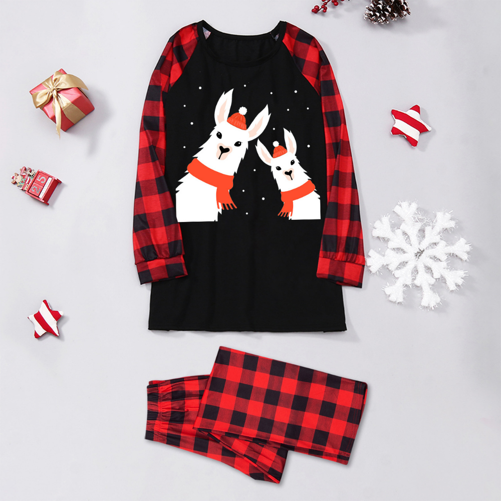 Christmas Alpaca Print Parent-child Pajama Set