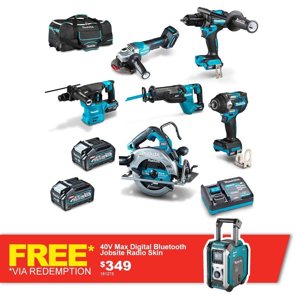 Makita 40V Max 4.0Ah Brushless 6 Piece Combo Kit - DK0191G601