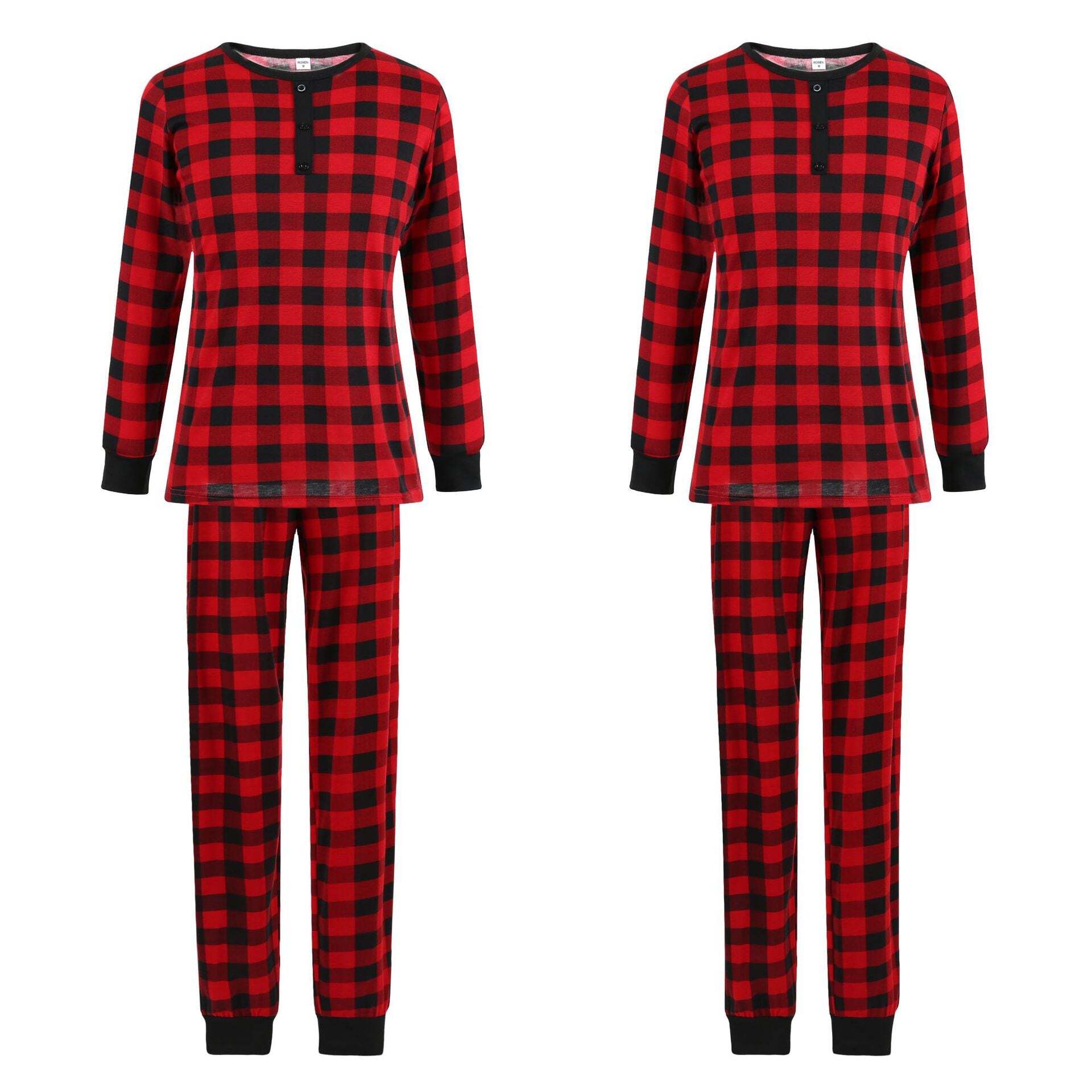 Christmas Black-Red Plaid Family Matching Pajamas Set  (with Pet Dog Clothes)