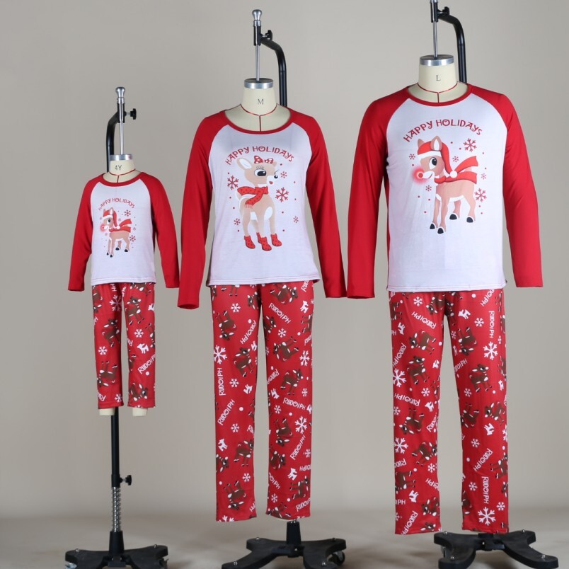 Christmas elk style printed home parent-child clothes