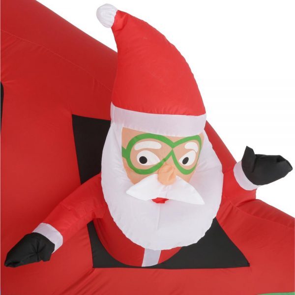 Christmasanimated inflatable santa and elves in an animated helicopte