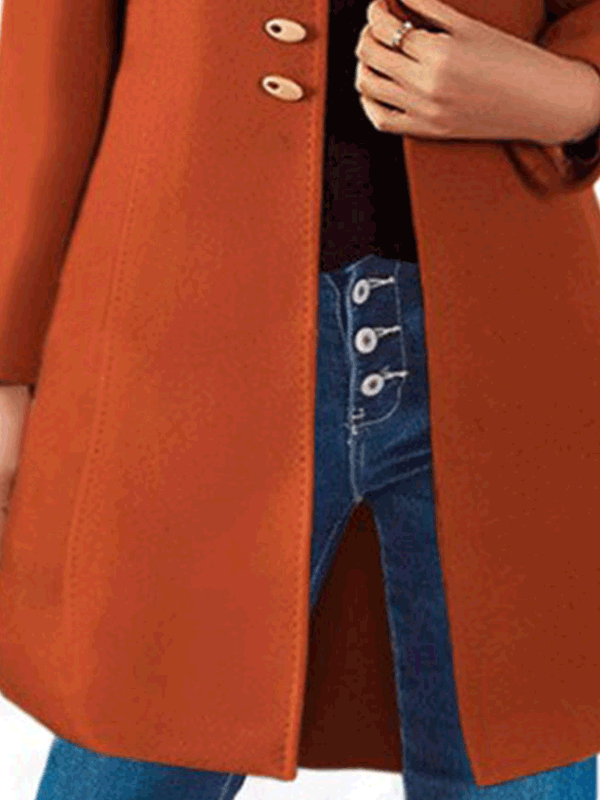 Women's Coats Button Long Sleeve Slim Fit Wool Coat