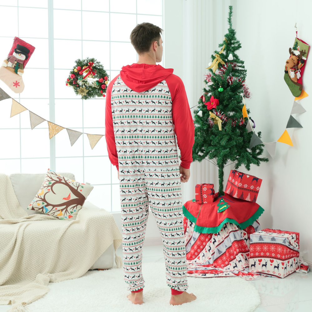 Christmas Alpaca Print Parent-child One-piece Pajamas Set