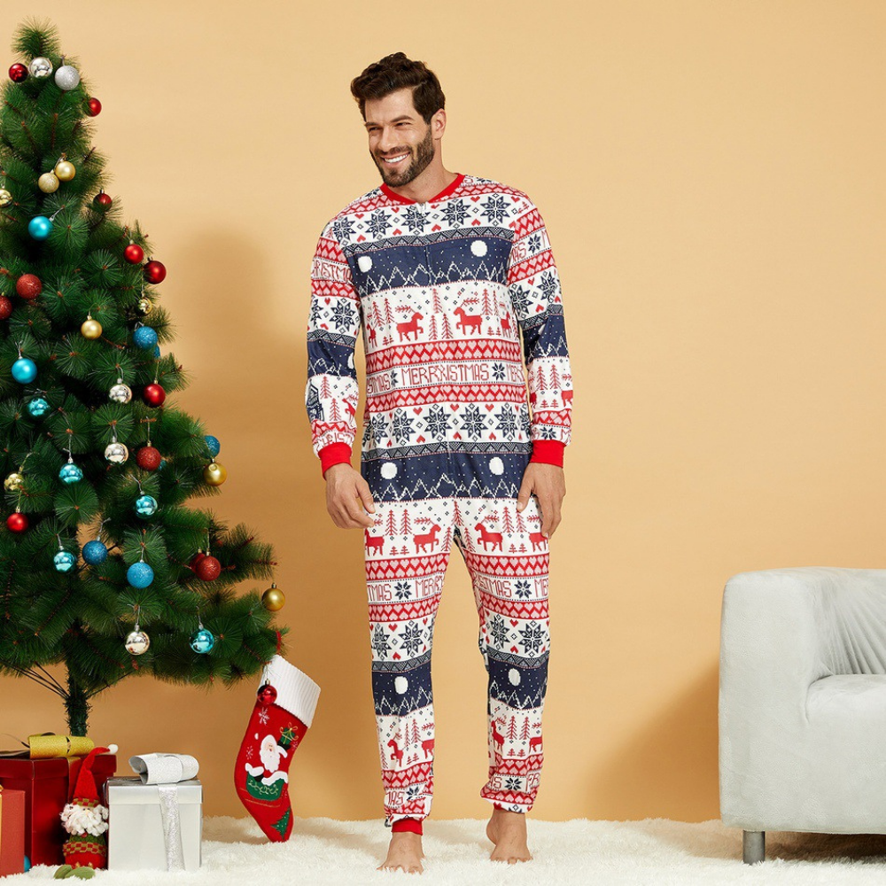 Christmas Print Parent-child One-piece Pajamas