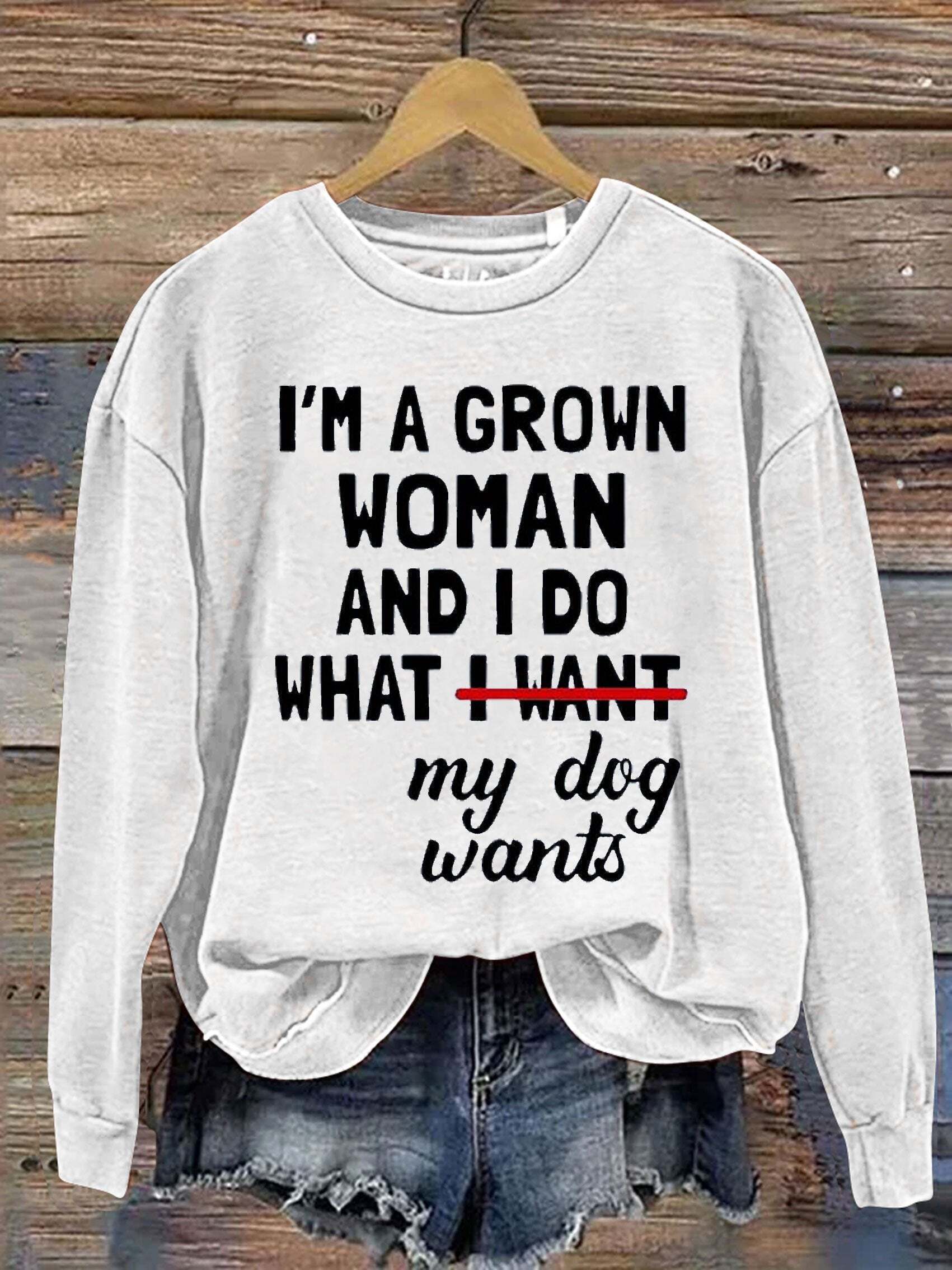 Dog Lover Letter Print Casual Sweatshirt