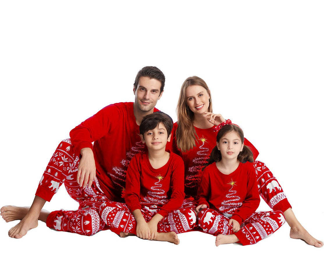 Red Christmas Tree Print Fmalily Matching Pajamas Sets