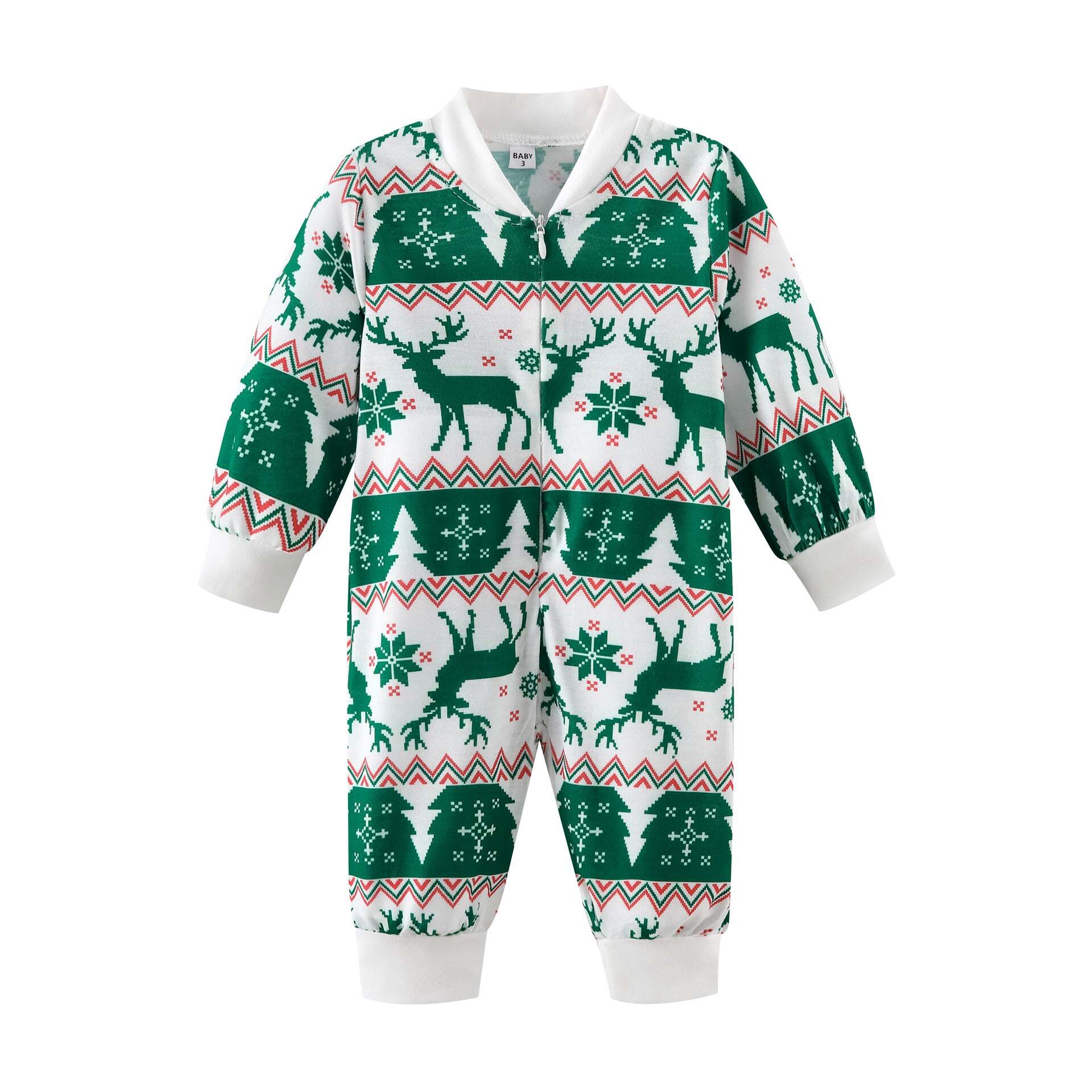 Green Christmas Elk Fmalily Matching Pajamas Sets (with Pet's dog)