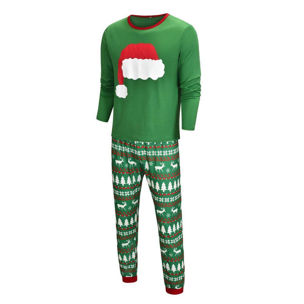 Christmas Hat Print Family Matching Pajamas Sets(with Pet Dog Clothes)