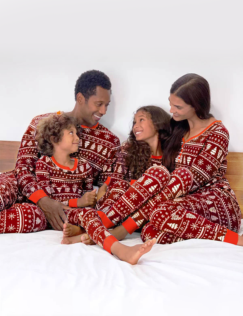 Red Christmas Tree Pattern Family Matching Pajamas Sets