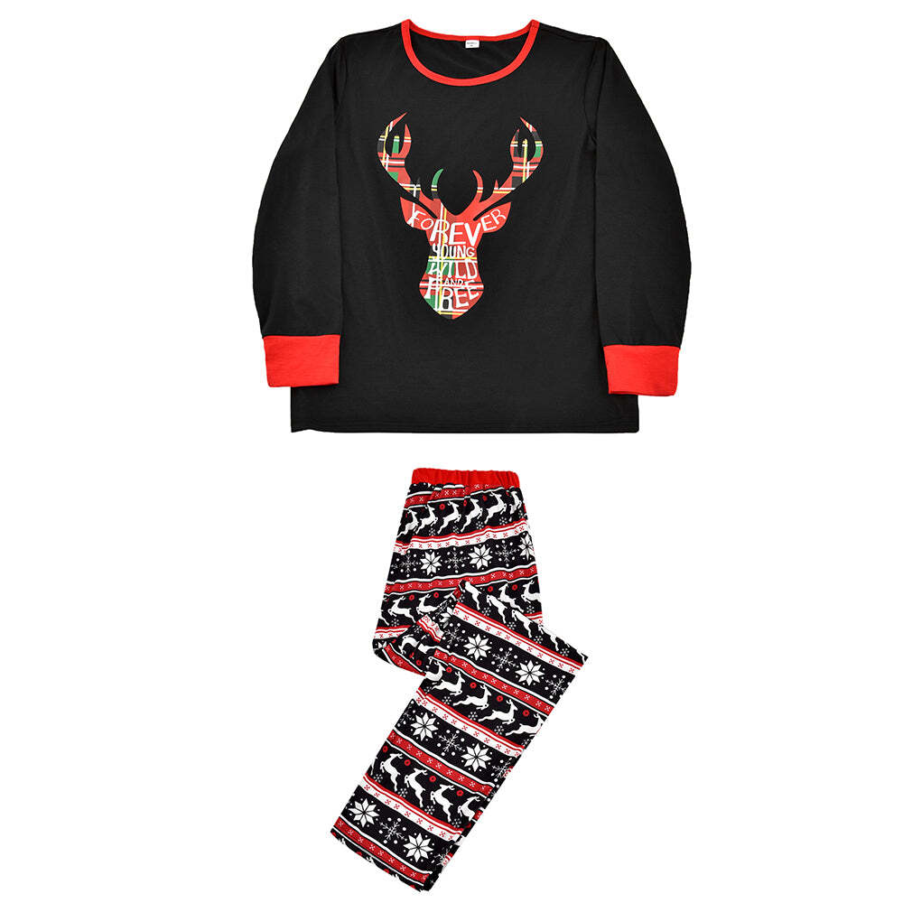 Christmas Deer Head Print Parent-child Pajamas Set