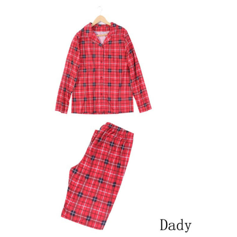 Christmas red checked printed shirt parent-child suit (with Pet Dog Clothes)