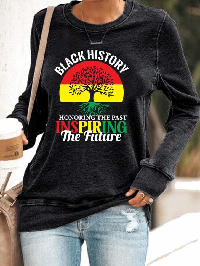 Women's Black History Month Printed Casual Sweatshirt - zoetune