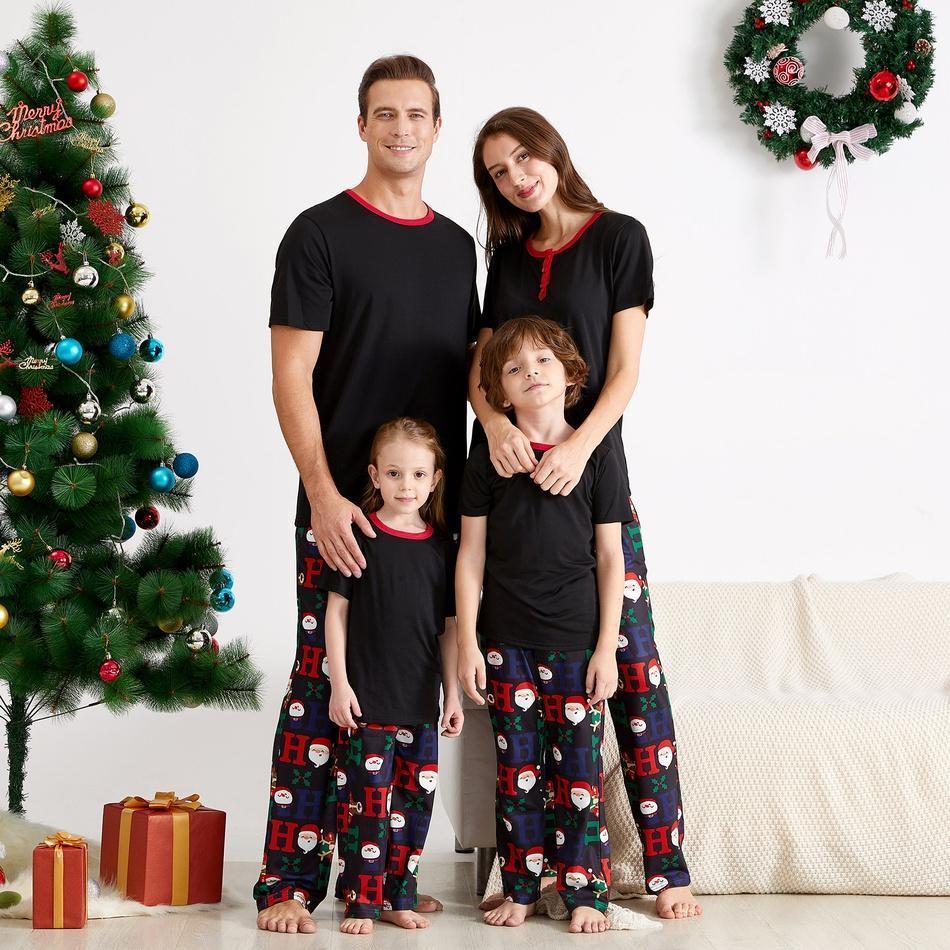 Christmas Cute Cartoon Santa Family Matching Pajamas Set(with Pet Dog Clothes)