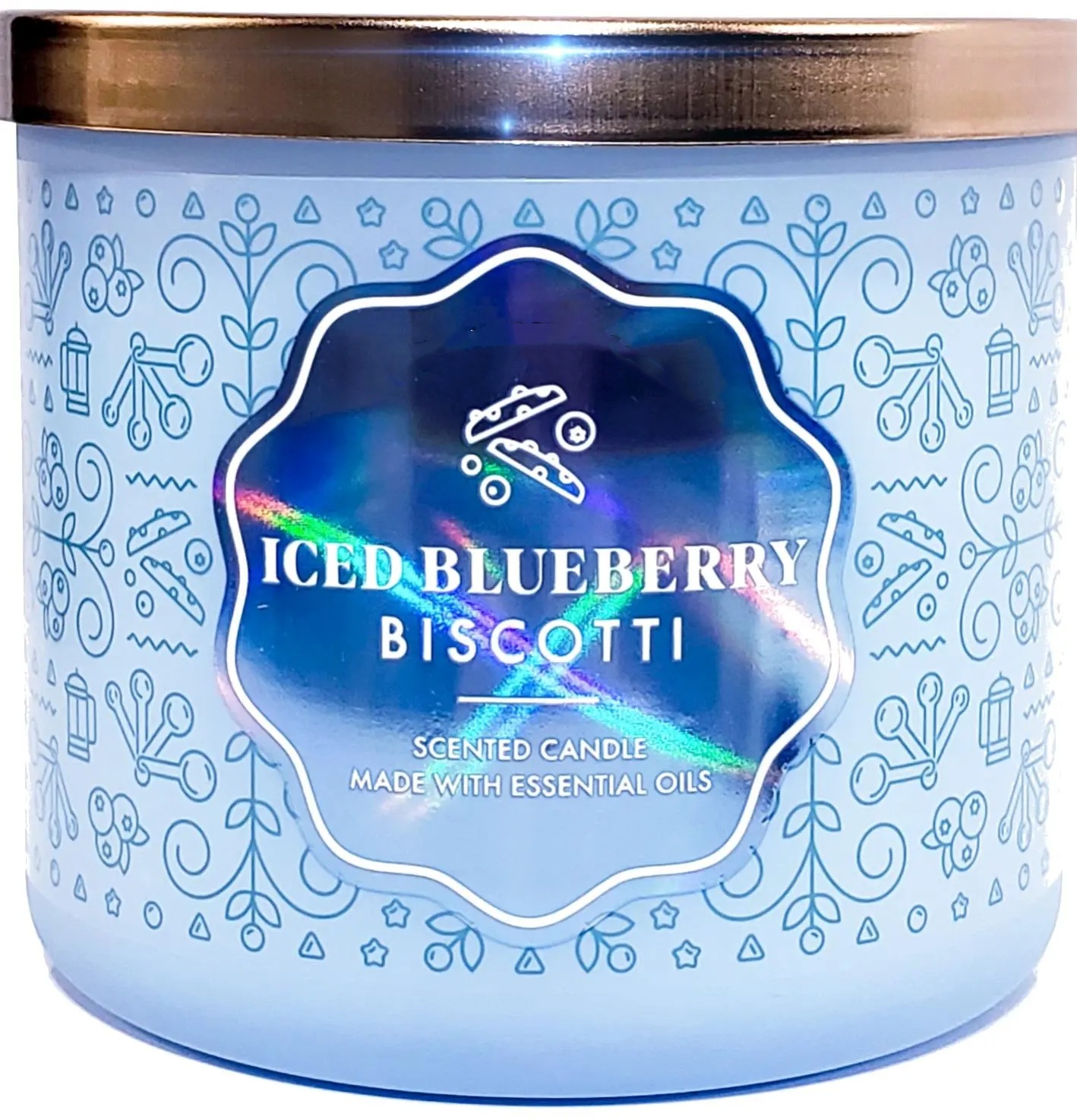 Blueberry Biscotti 3 Wick Candle Hologram Glass Style Jar