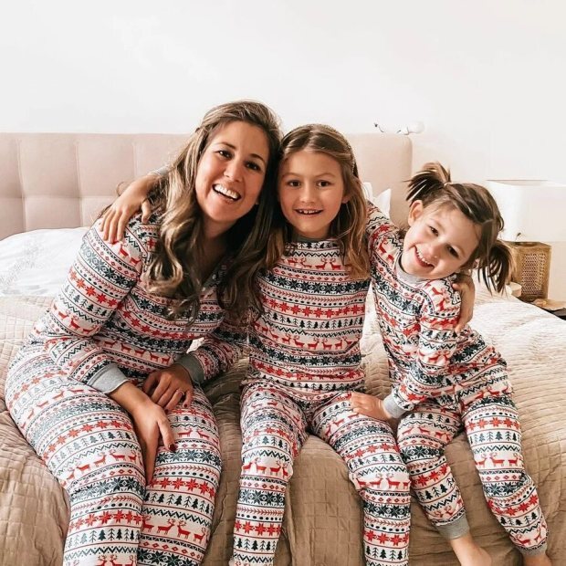 Christmas Tree and Reindeer Patterned Family Matching Pajamas Sets(with Pet Dog Clothes)
