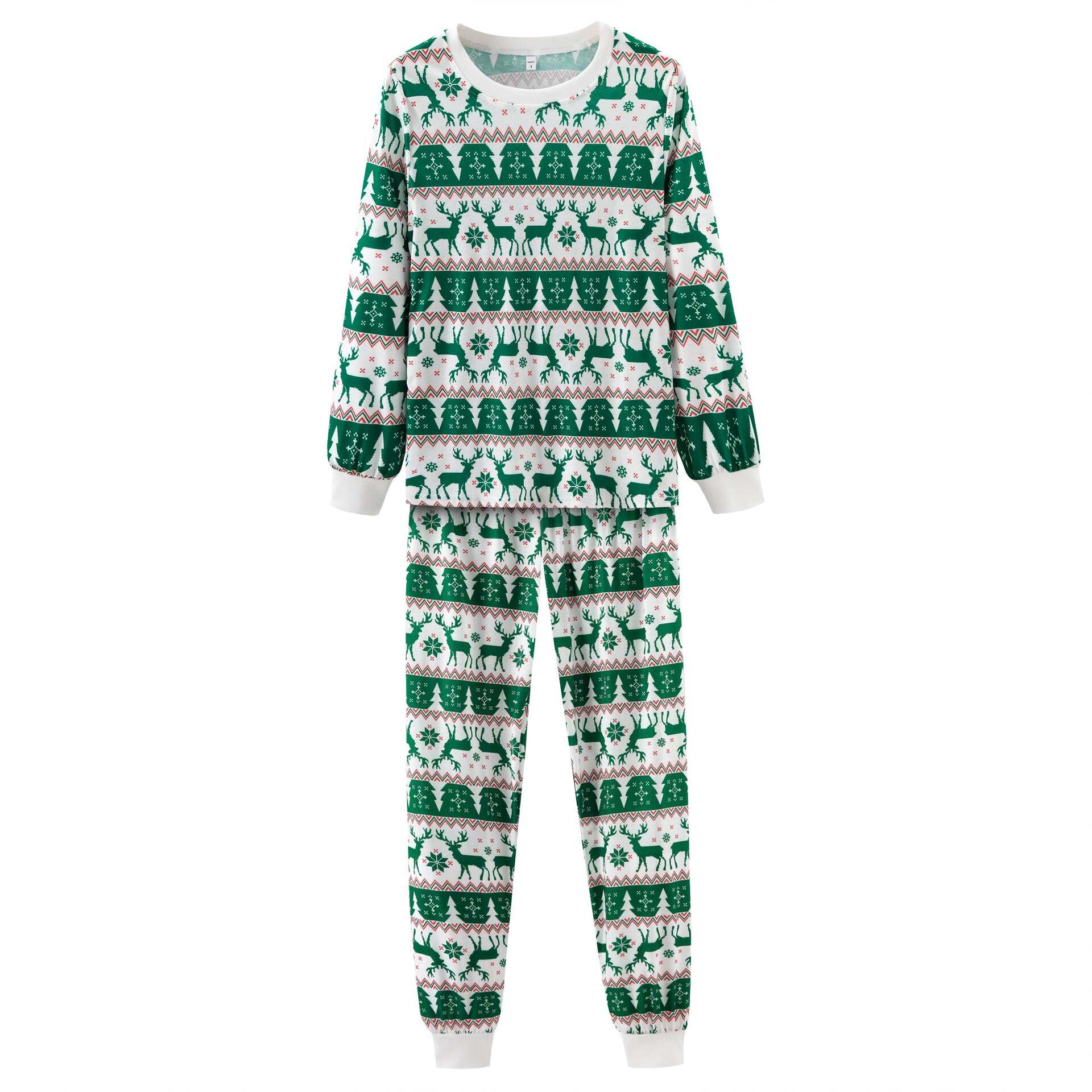 Green Christmas Elk Fmalily Matching Pajamas Sets (with Pet's dog)
