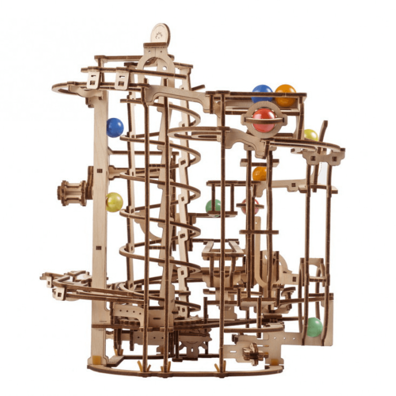 Marble run with spiral elevator