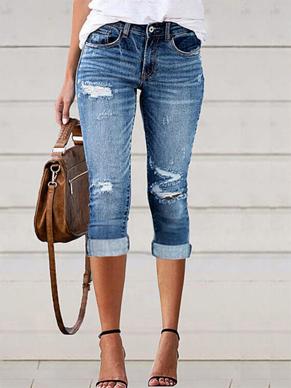 Plain Pocket Casual Jeans