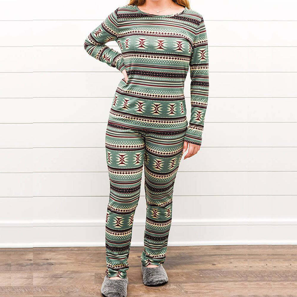 Green Homely Stripe Matching Family hot Set