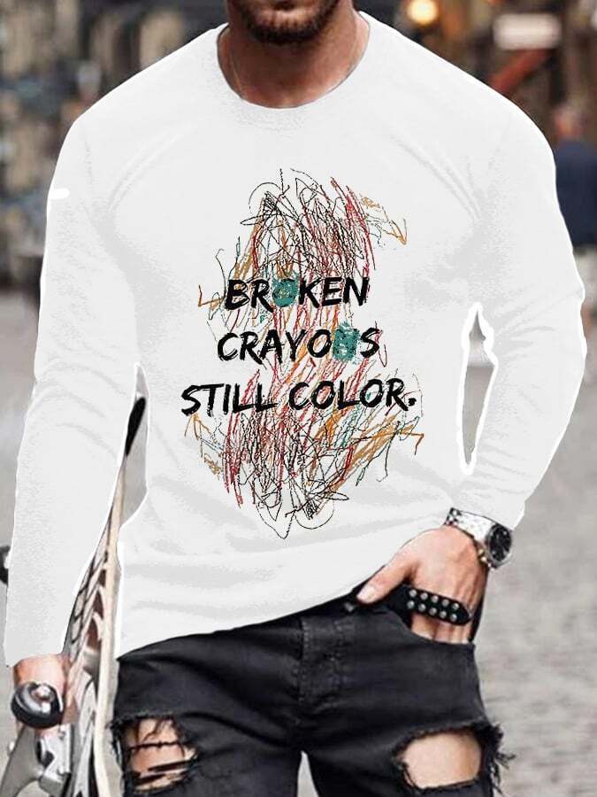 Retro Broken Crayons Still Color Print T-Shirt